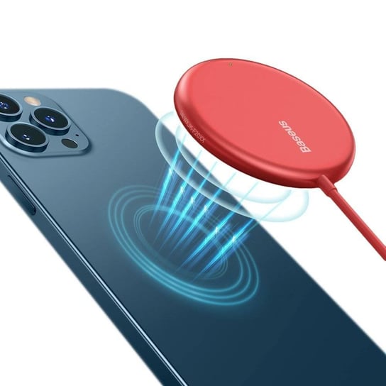Baseus mini magnetyczna bezprzewodowa indukcyjna ładowarka Qi 15 W (kompatybilna z MagSafe do iPhone) czerwony (WXJK-H09) Baseus