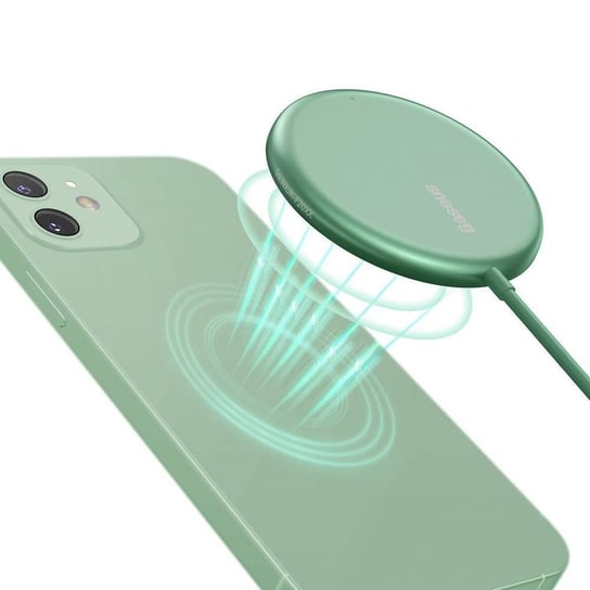 Baseus mini magnetyczna bezprzewodowa indukcyjna ładowarka Qi 15 W (kompatybilna z MagSafe do iPhone) zielony (WXJK-H06) Baseus