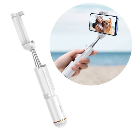 Baseus mini selfie stick teleskopowy rozsuwany kijek do selfie z pilotem Bluetooth biały (SUDYZP-G02) Baseus