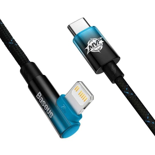 Baseus MVP 2 Elbow kątowy kabel przewód Power Delivery z bocznym wtykiem USB Typ C / Lightning 2m 20W niebieski (CAVP000321) Baseus