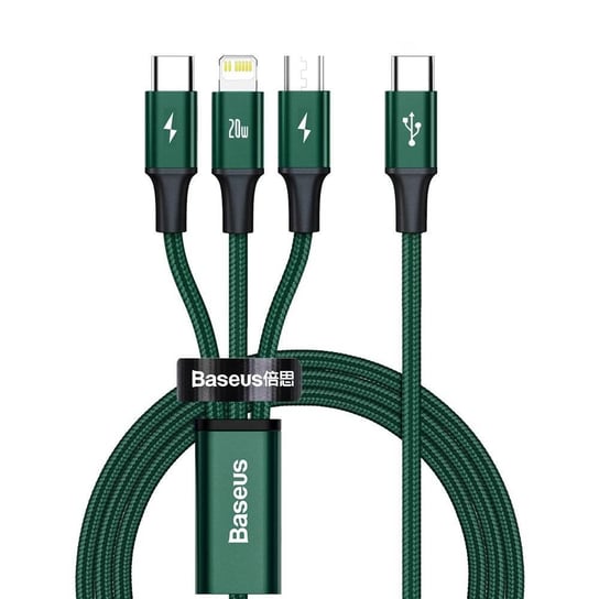 Baseus Rapid 3w1 kabel USB Typ C - USB Typ C / Lightning / micro USB 20 W 1,5 m zielony (CAMLT-SC06) Baseus