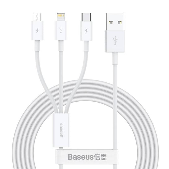 Baseus Superior 3w1 kabel USB - Lightning / USB Typ C / micro USB 3,5 A 1,5 m Biały (CAMLTYS-02) Baseus
