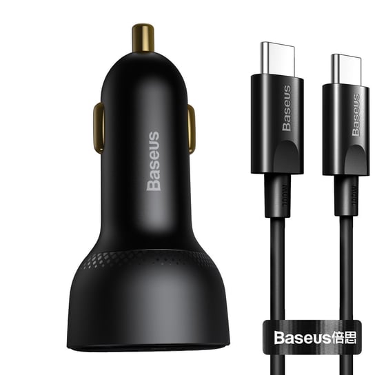 Baseus Superme Ładowarka samochodowa USB, USB-C, 100W + kabel USB-C, czarna Baseus