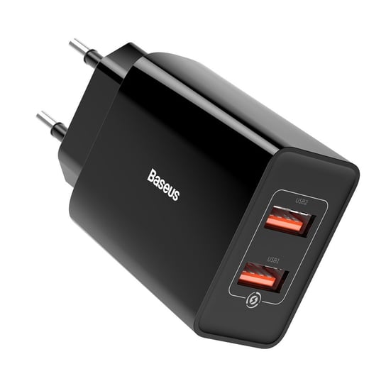 Baseus szybka ładowarka sieciowa 2x USB 18 W 3 A Quick Charge 3.0 czarny (CCFS-V01) - Czarny \ USB Typ A (żeński) Baseus