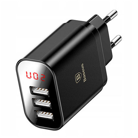 Baseus Szybka Ładowarka sieciowa Quick Charge 3x USB 3.4A - Czarna Baseus