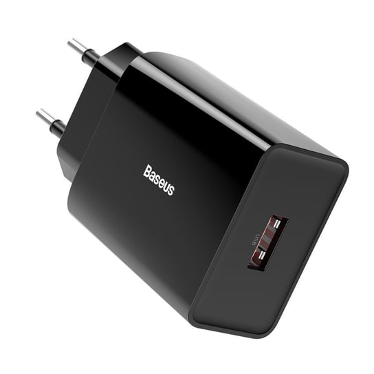 Baseus szybka ładowarka sieciowa USB 18 W 3 A Quick Charge 3.0 czarny (CCFS-W01) - Czarny \ USB Typ A (żeński) Baseus