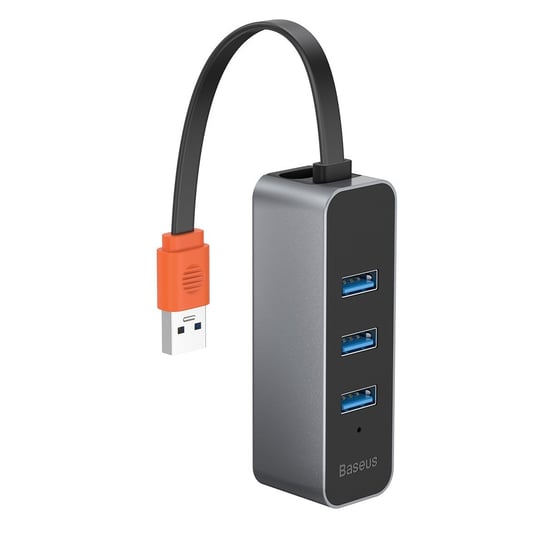 Baseus wielofunkcyjny HUB 3x USB 3.2 Gen 1 / zewnętrzna karta sieciowa USB 3.2 Gen 1 1000Mbps Gigabit Ethernet szary (CAHUB-AH0G) - Ethernet RJ45 (żeński) || USB Typ A (męski) || USB Typ A (żeński) Baseus
