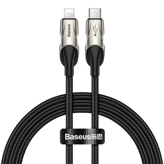 Baseus wytrzymały podświetlany nylonowy kabel przewód USB - Lightning Power Delivery 18 W 1 m 480 Mbps z diodą LED czarny (CATLYY-01) - Czarny Baseus
