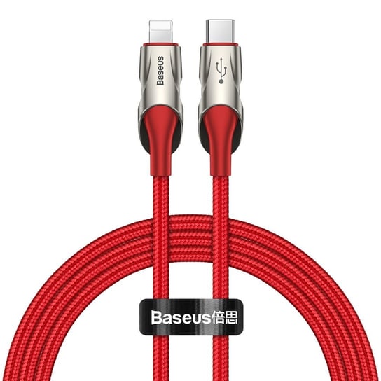 Baseus wytrzymały podświetlany nylonowy kabel przewód USB - Lightning Power Delivery 18 W 1 m 480 Mbps z diodą LED czerwony (CATLYY-09) - Czerwony Baseus