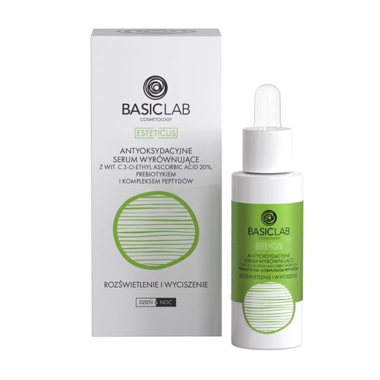 BasicLab, Antyoksydacyjne serum wyrównujące z witaminą C 20%, Rozświetlenie i Wyciszenie | Pojemność: 30 ml BasicLab