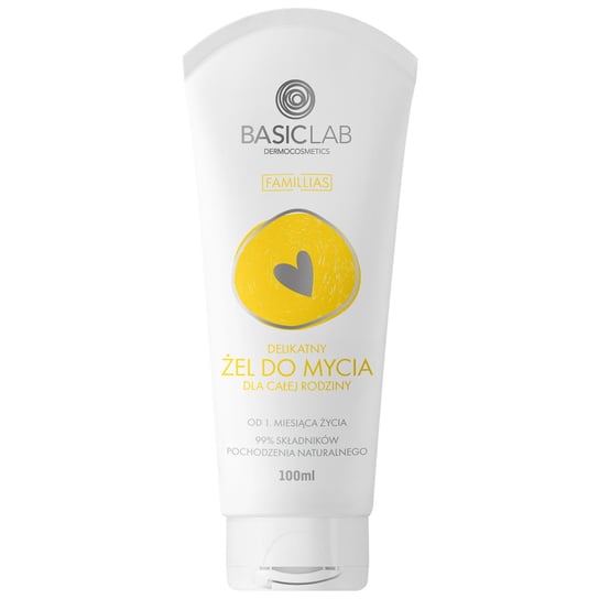 BasicLab, Delikatny żel do mycia ciała i głowy dla całej rodziny | Pojemność: 100 ml BasicLab