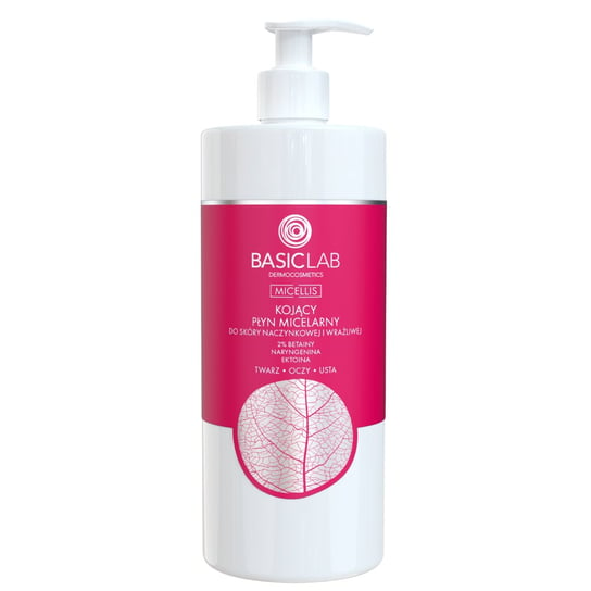 BasicLab, Kojący płyn micelarny do skóry naczynkowej i wrażliwej | Pojemność: 500 ml BasicLab