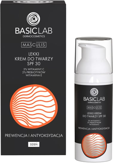 BasicLab, Krem przeciwsłoneczny dla mężczyzn, Krem SPF 30 do opalania | Pojemność: 50 ml BasicLab