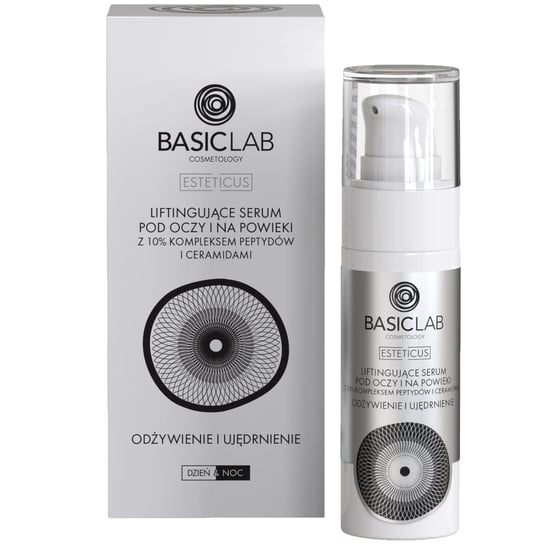 BasicLab, Liftingujące serum pod oczy i na powieki, Serum z peptydami i ceramidami | Pojemność: 30 ml BasicLab