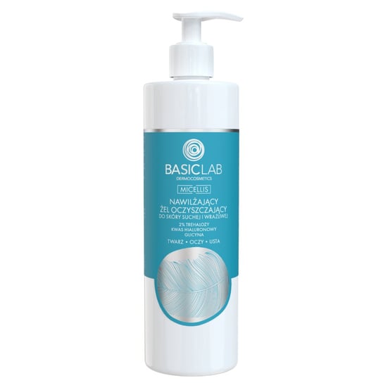 BasicLab, Nawilżający żel oczyszczający do skóry suchej i wrażliwej | Pojemność: 300 ml BasicLab