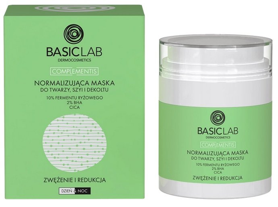 Basiclab Normalizująca Maska Do Twarzy Szyi I Dekoltu 10% Fermentu Ryżowego BasicLab