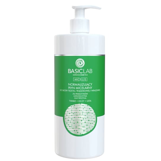 BasicLab, Normalizujący płyn micelarny do skóry tłustej, trądzikowej i wrażliwej | Pojemność: 500 ml BasicLab