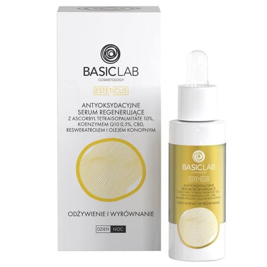 BasicLab Regenerujące serum przeciwzmarszczkowe, serum z witaminą C, koenzymem Q10 | Pojemność: 30 ml BasicLab