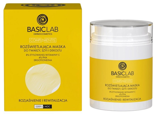 Basiclab Rozświetlająca Maska Do Twarzy Szyi I Dekoltu 8% Witaminy C BasicLab