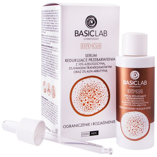 BasicLab Serum redukujące przebarwienia, przywracające koloryt skóry, rozjaśniające i ograniczające przebarwienia | Pojemność: 30 ml BasicLab