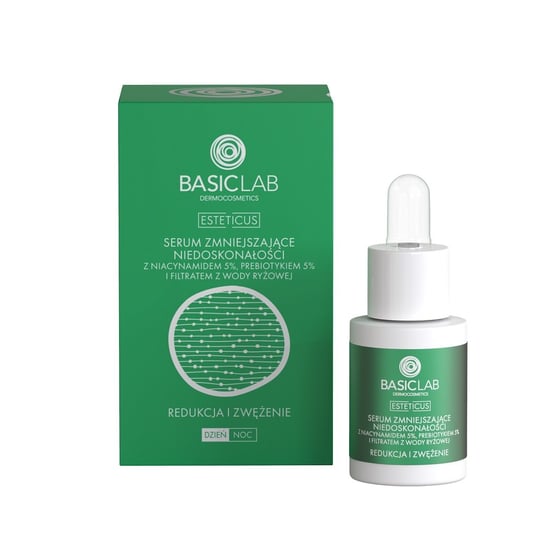 BasicLab, Serum zmniejszające niedoskonałości z niacynamidem 5% | Pojemność: 15 ml BasicLab