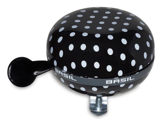 Basil, Dzwonek rowerowy, Big bell Polkadot black/white dots, czarny, 80 mm Basil