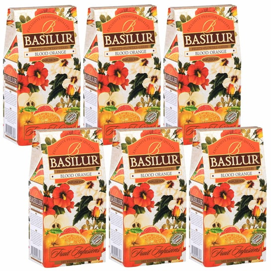 BASILUR Blood Orange - Susz owocowy z aromatem naturalnej pomarańczy z kremem, 100 g x6 Basilur