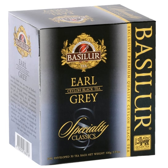 BASILUR Earl Grey- Czarna herbata cejlońska z olejkiem bergamotowym w saszetkach, 50x2g x1 Basilur