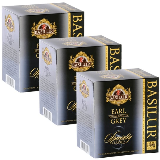 BASILUR Earl Grey- Czarna herbata cejlońska z olejkiem bergamotowym w saszetkach, 50x2g x3 Basilur