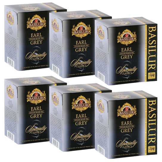 BASILUR Earl Grey- Czarna herbata cejlońska z olejkiem bergamotowym w saszetkach, 50x2g x6 Basilur
