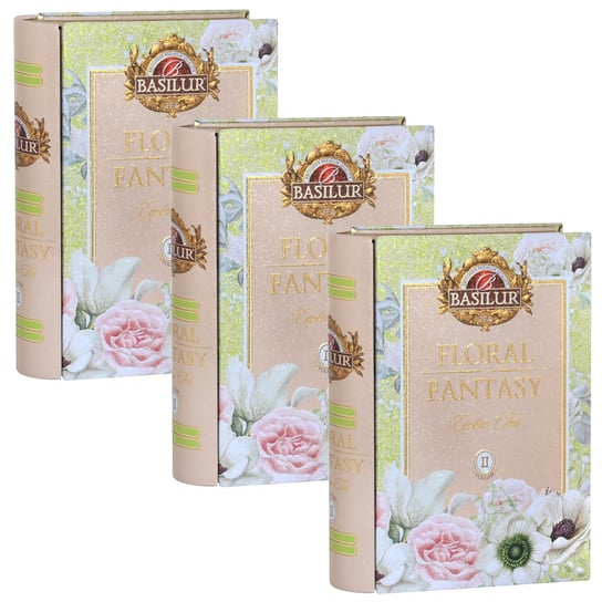 BASILUR Floral Fantasy Volume II - Zielona herbata cejlońska Gunpowder 100 g x3 Basilur