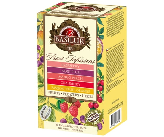 Basilur FRUIT INFUSIONS VOL. III zestaw bezkofeinowych herbat 5 smaków OWOCOWE w kopertach - 20 x 2g Basilur