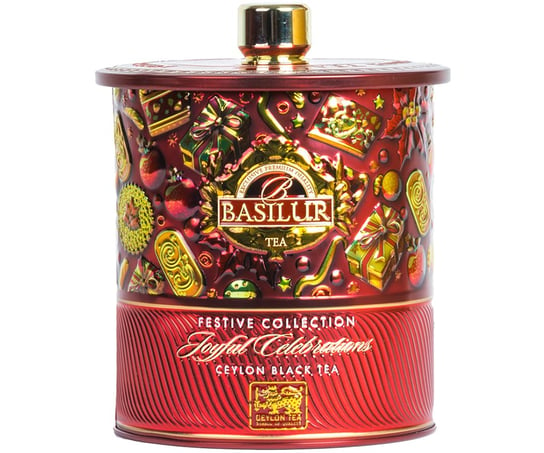 Basilur Joyful Celebrations Herbata Czarna Świąteczna Jabłko Pomarańcza Cynamon - Liściasta W Puszcze 75 G Basilur