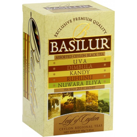Basilur LEAF OF CEYLON ASSORTED czarna herbata CEJLOŃSKA saszetki - 20 x 2 g Basilur