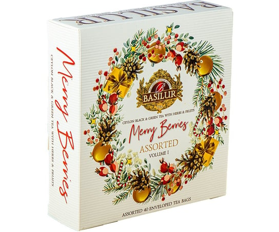 Basilur Merry Berries Vol. I Assorted Zestaw Herbat Świątecznych 4 Smaki - Saszetki 40 Szt. Basilur