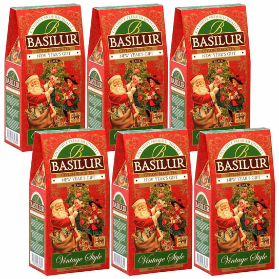 Basilur New Year'S Gift - Czarna Liściasta Herbata Z Dodatkiem Wiśni I Krokoszu Barwierskiego, 85 G X6 Basilur