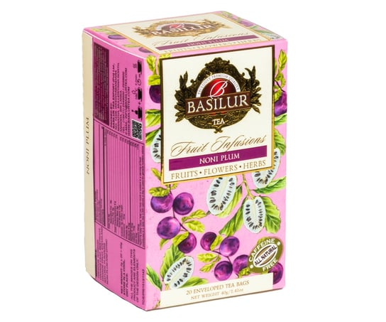 Basilur NONI PLUM herbata owocowa MORWA INDYJSKA ŚLIWKA bez kofeiny - 20 x 2 g Basilur