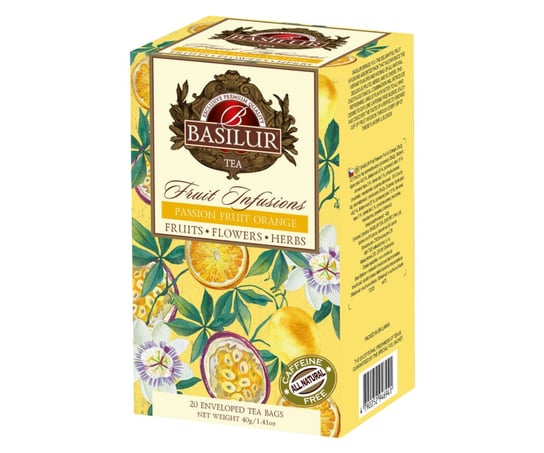 Basilur PASSION FRUIT ORANGE herbata owocowa MARAKUJA CYTRUSY bez kofeiny - 20 x 2 g Basilur