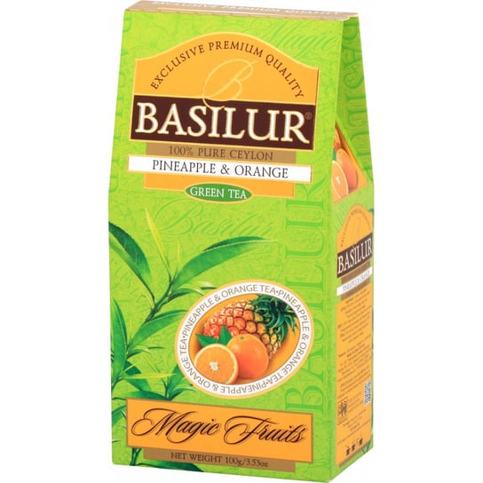 Basilur PINEAPPLE & ORANGE zielona herbata CEJLOŃSKA pomarańcza ananas liściasta - 100 g Basilur