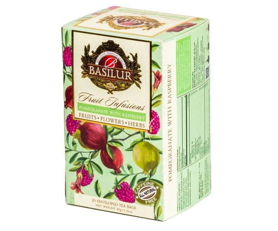 Basilur POMEGRANATE WITH RASPBERRY herbata owocowa GRANAT MALINA bez kofeiny -  20 x 2 g Basilur