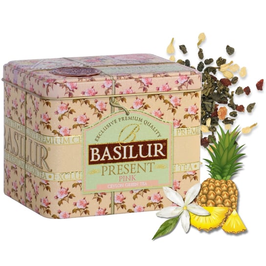 BASILUR Present Pink- zielona herbata cejlońska, liściasta w ozdobnej puszce 100g x1 Basilur