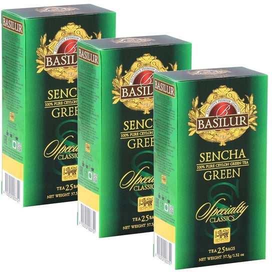 BASILUR Sencha zielona herbata w saszetkach, 25x1,5g x3 Basilur