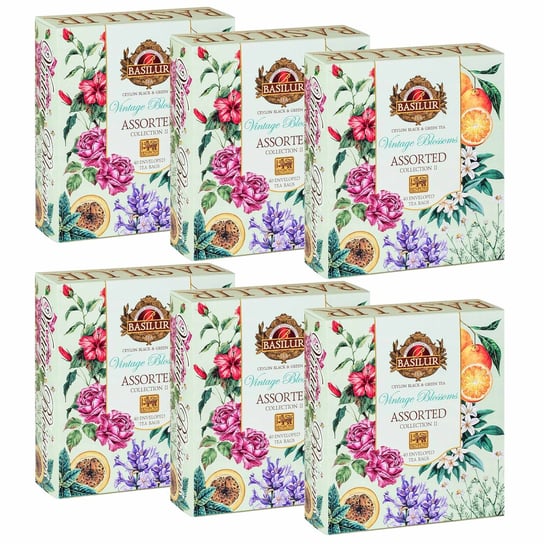 BASILUR Vintage Blossoms Assorted - Mieszanka herbat cejlońskich w saszetkach 40x2g x6 Basilur
