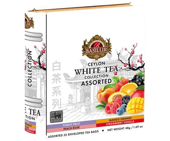 Basilur WHITE TEA zestaw białych herbat 4 smaki OWOCE saszetki w puszce - 32 x 1,5 g Basilur