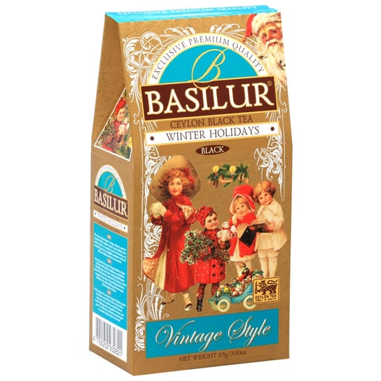 BASILUR Winter Holidays - Czarna liściasta herbata z dodatkiem wiśni, skórki i kwiatów pomarańczy, świąteczna herbata 85 g x1 Basilur