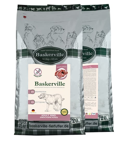 Baskerville ADULT. WOŁOWINA. Sucha karma bezzbożowa klasy super-premium dla dorosłych psów, 20kg Baskerville
