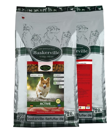 Baskerville AСTIVE. Sucha karma klasy super-premium  dla aktywnych dorosłych psów, 20kg Baskerville