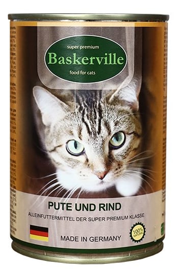 Baskerville, Indyk i Wołowina, Mokra karma dla kotów super-premium, 400g Baskerville