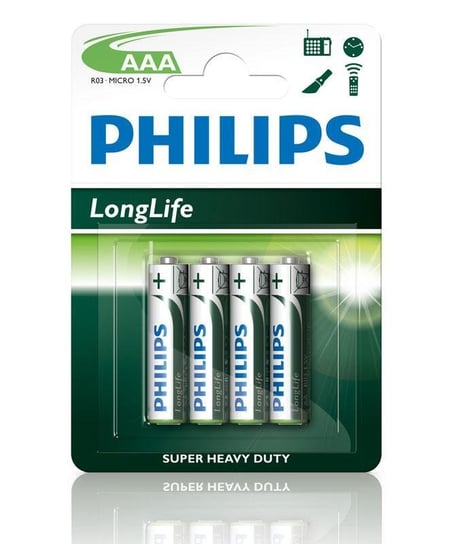 Bateria AAA PHILIPS LongLife R03L4B/10, Zn-C, 1.5 V, 4 szt. Philips
