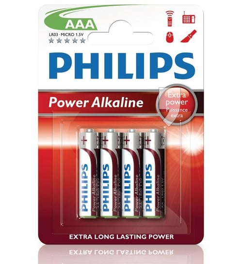 Bateria AAA PHILIPS Power Alkaline LR03P4B/10, 1.5 V, 4 szt. Philips